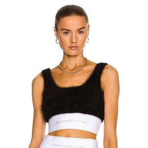 Alexander Wang Black Logo Fuzzy Top